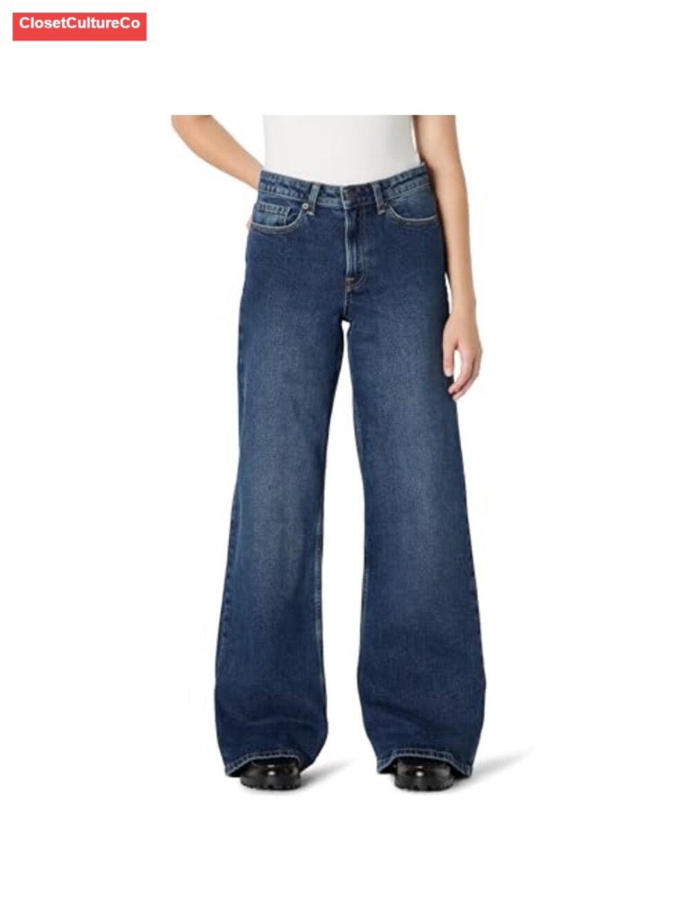 High-Rise Wide Leg Crop Jeans Midweight Denim Relaxed Fit